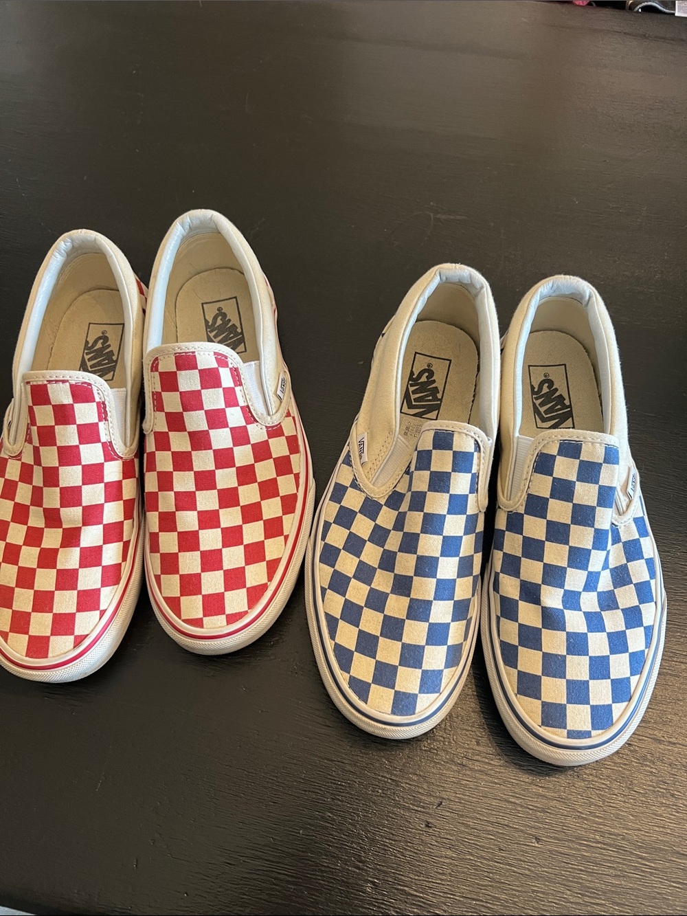 Vans Checkerboard Slip-On Sneakers - Red & Blue Panels 9.5 women 8.0 men